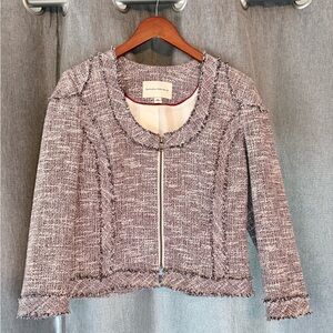 Banana Republic Textured Tweed Jacket - Red Pink and White